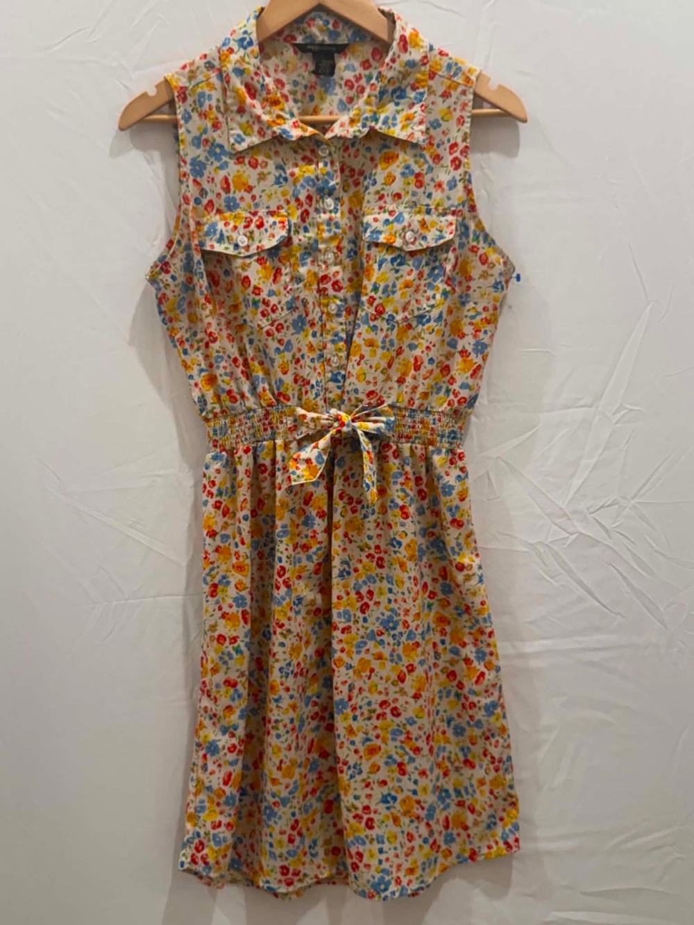 Millennium Sleeveless Floral Midi Dress with Tie Waist - Multicolor L